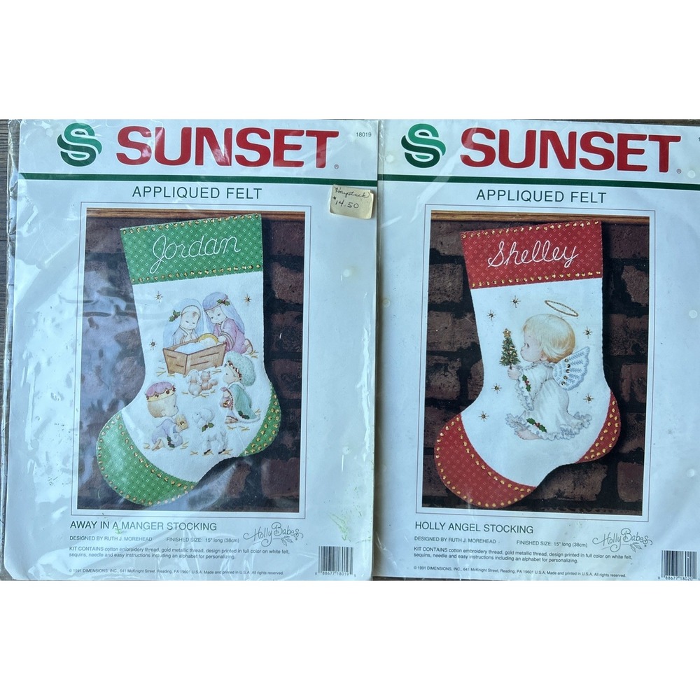 Sunset Christmas Stocking Kit Applique Felt Holly Angel/Away In A Manger Lot 2 - Picture 3 of 7